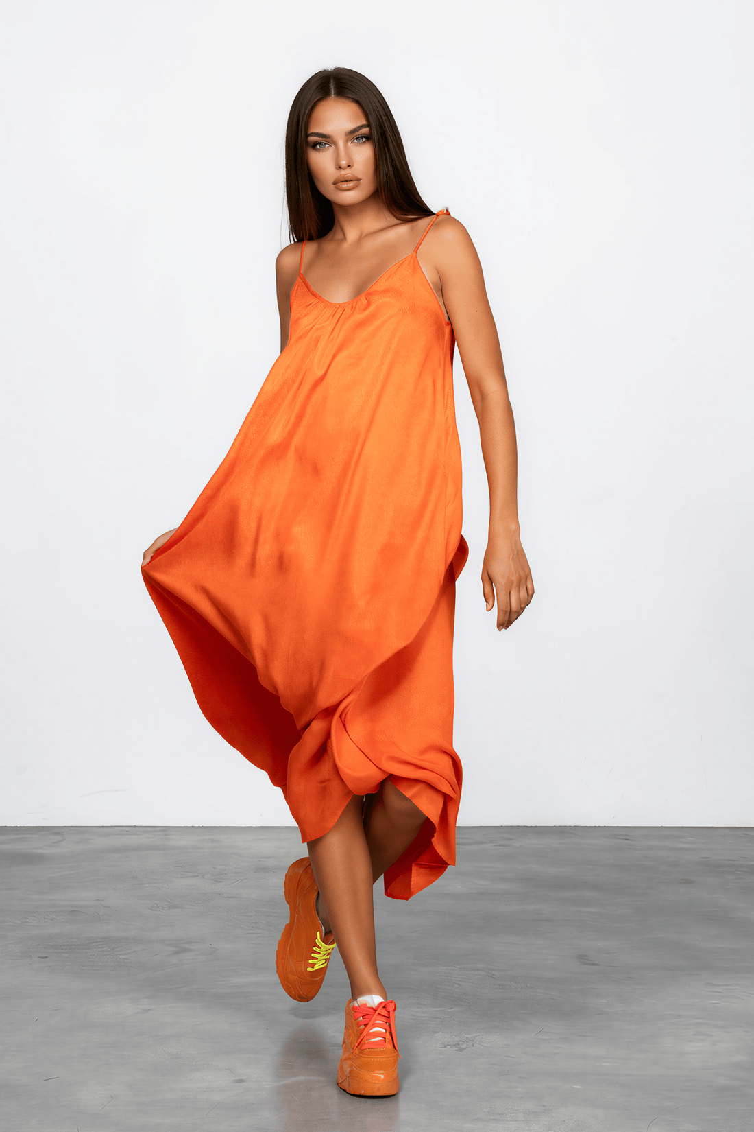 Maxi Trägerkleid, Orange, ADELE One Size Ilaylit