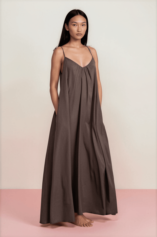 Maxi Trägerkleid, Schlamm, ADELE One Size Ilaylit