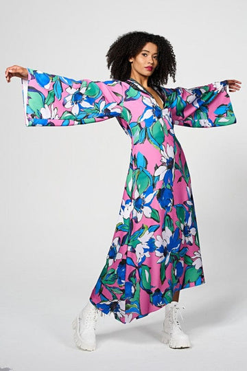 Melody Flower Dress - Pink S Ilaylit