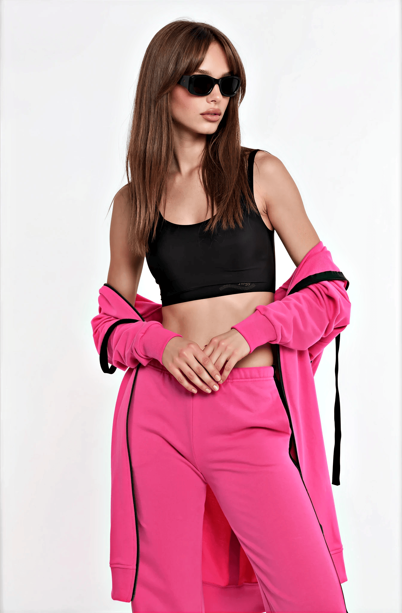 Midi Coat-Pink-Lässiger Hoodiemantel im Urban Style Ilaylit