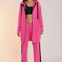 Midi Coat-Pink-Lässiger Hoodiemantel im Urban Style Ilaylit