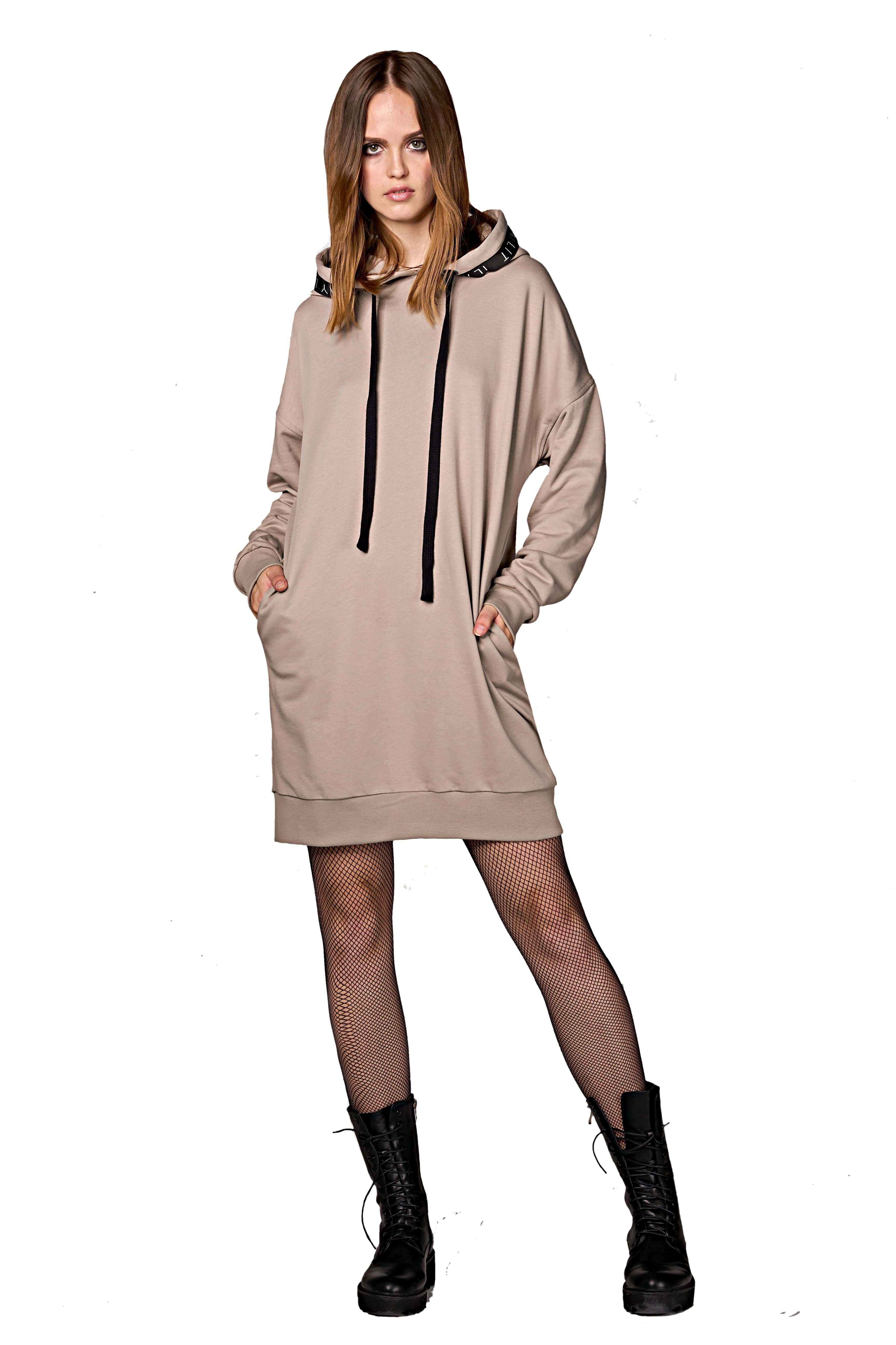 Mona Sweat Dress Taupe Ilaylit