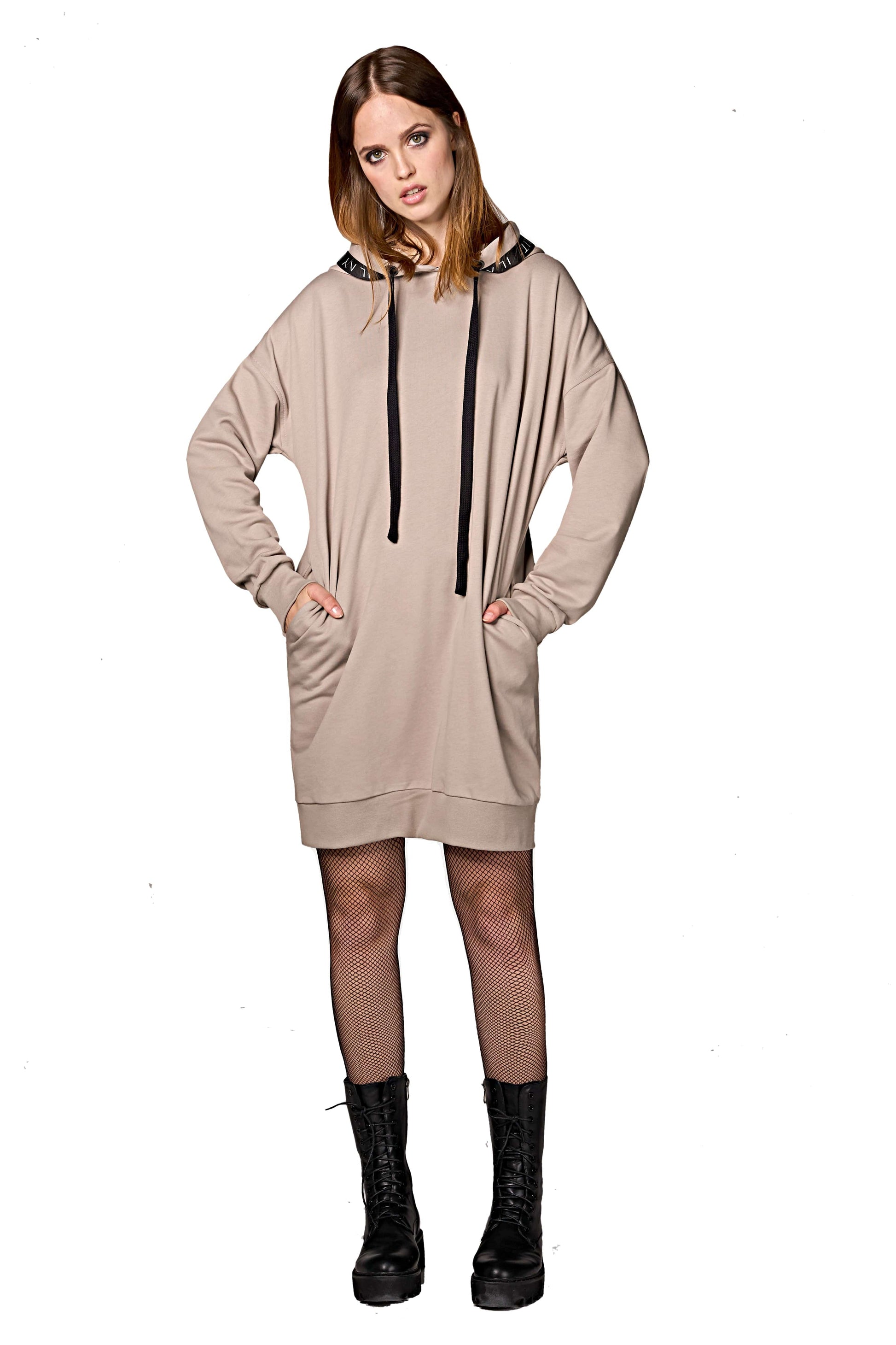 Mona Sweat Dress Taupe Ilaylit