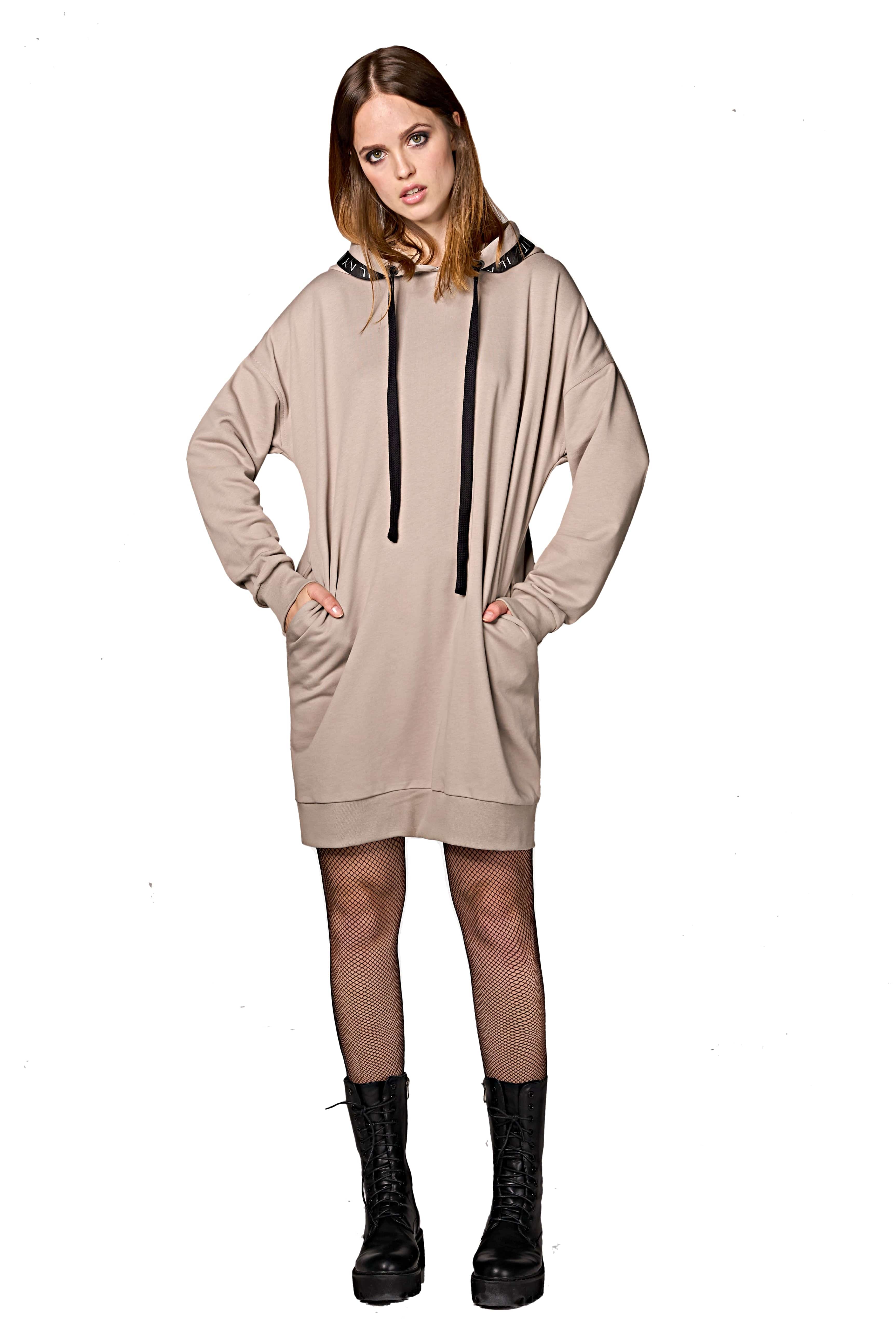 Mona Sweat Dress Taupe Ilaylit