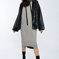 Mona Sweat Dress Taupe-Long Ilaylit