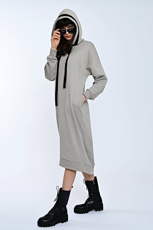 Mona Sweat Dress Taupe-Long Ilaylit