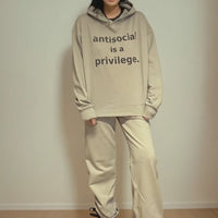 ANTISOCIAL IS A PRIVILEGE- Hoodie, Taupe
