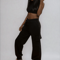 Riley Cargo Jogger Pants- Black Raw Edge Ilaylit
