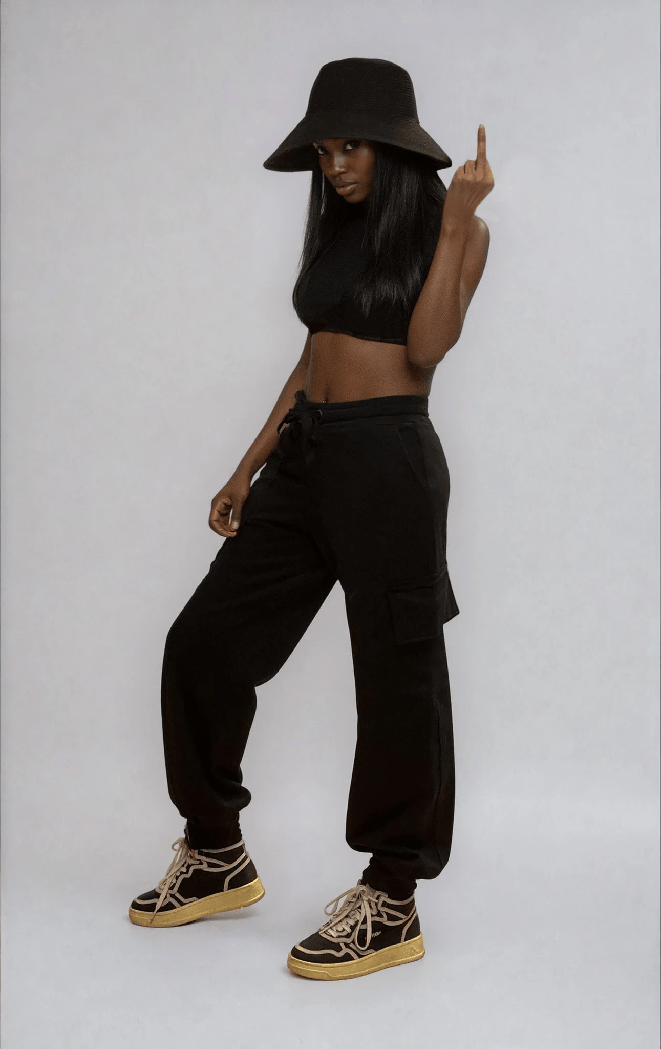 Riley Cargo Jogger Pants- Black Raw Edge Ilaylit