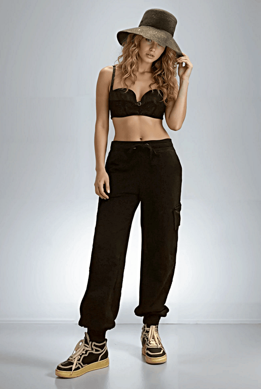Riley Cargo Jogger Pants- Black Raw Edge XS Ilaylit