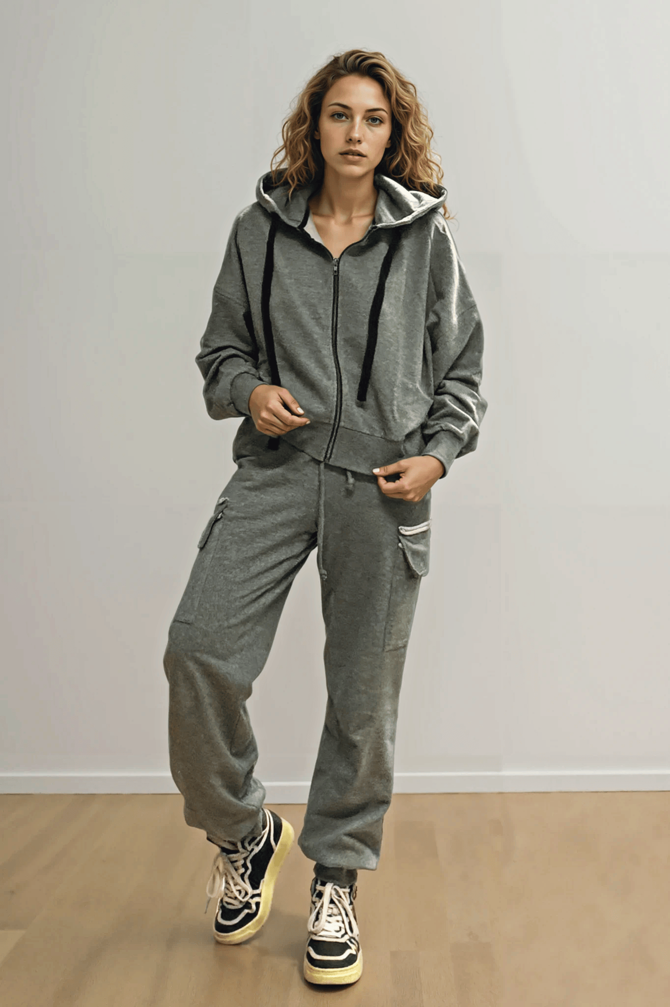 Riley Cargo Jogger Pants- Melange Raw Edge Ilaylit