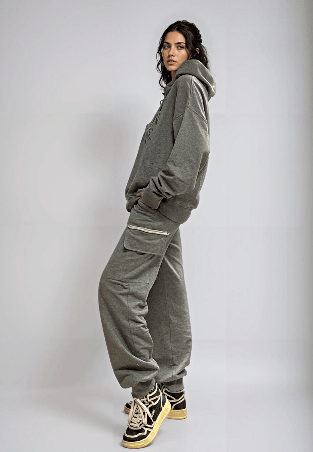 Riley Cargo Jogger Pants- Melange Raw Edge Ilaylit