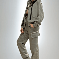 Riley Cargo Jogger Pants- Melange Raw Edge Ilaylit