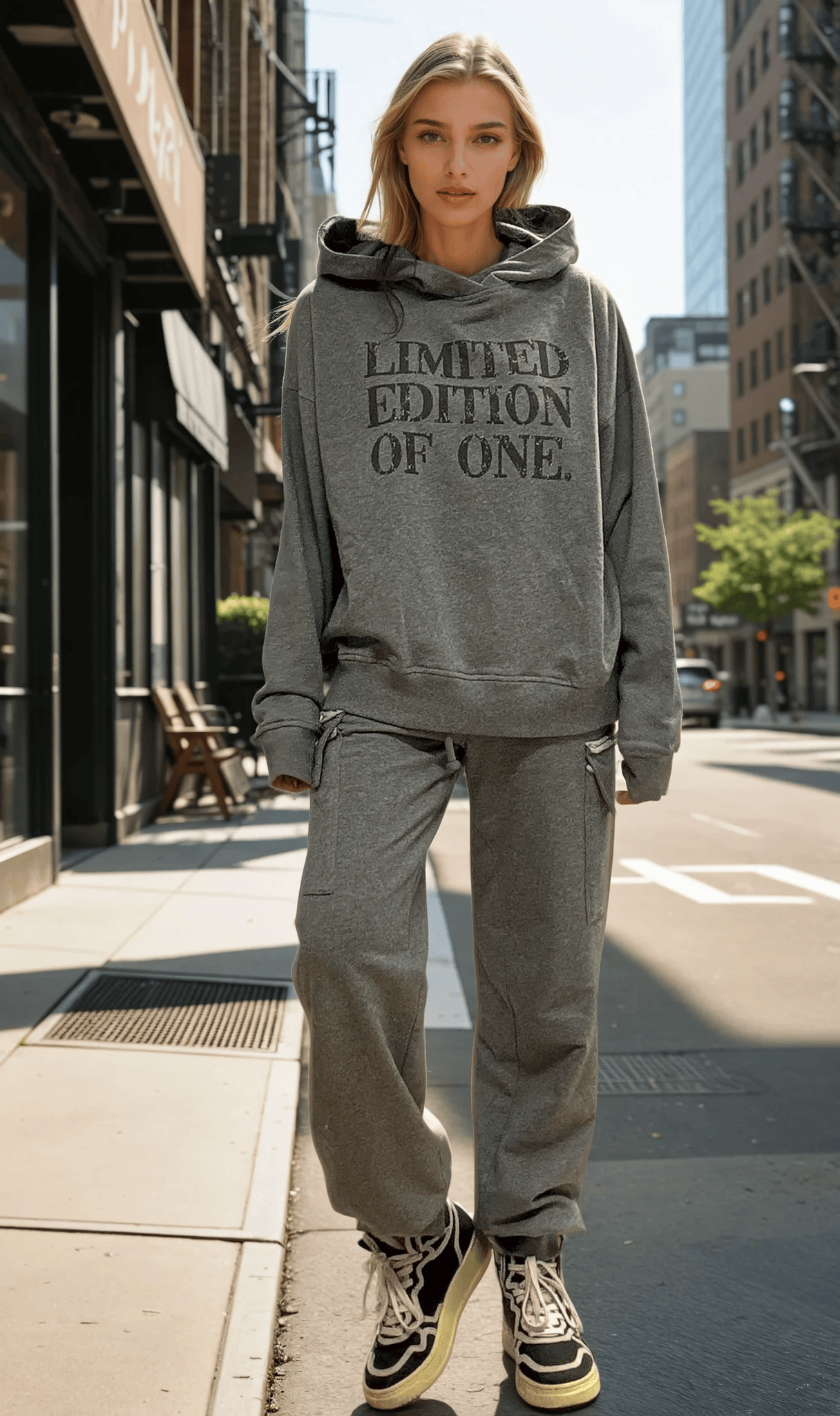 Riley Cargo Jogger Pants- Melange Raw Edge Ilaylit