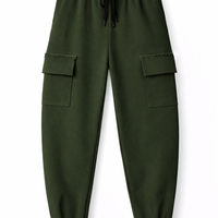 Riley Cargo Jogger Pants- Olive Raw Edge Ilaylit