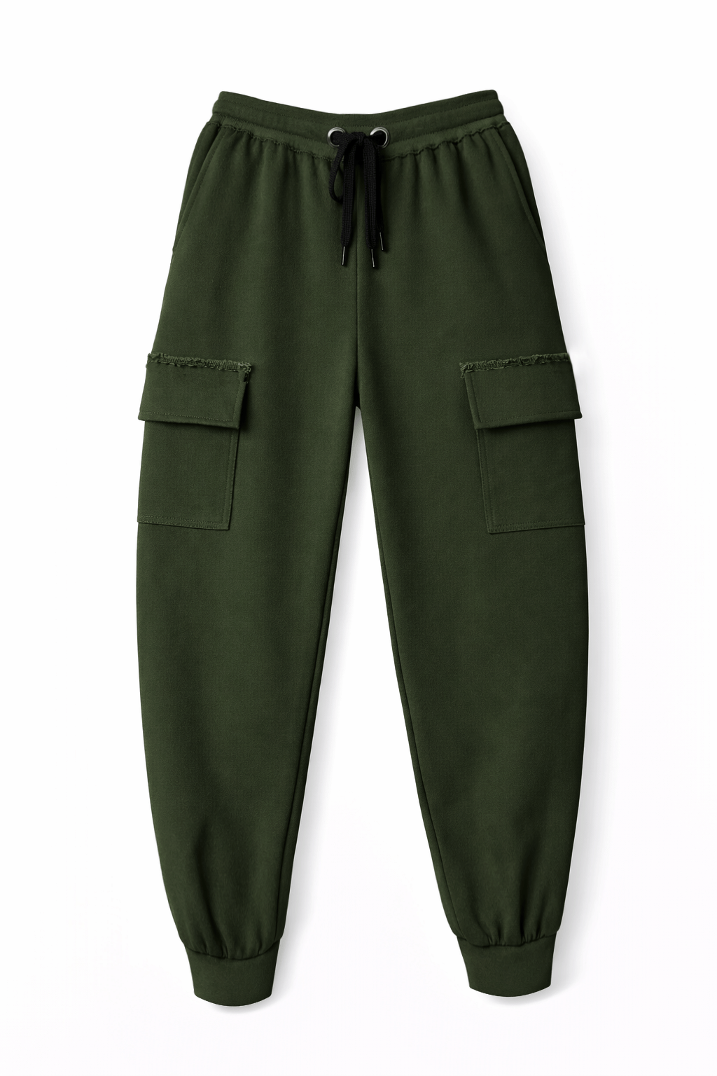 Riley Cargo Jogger Pants- Olive Raw Edge Ilaylit
