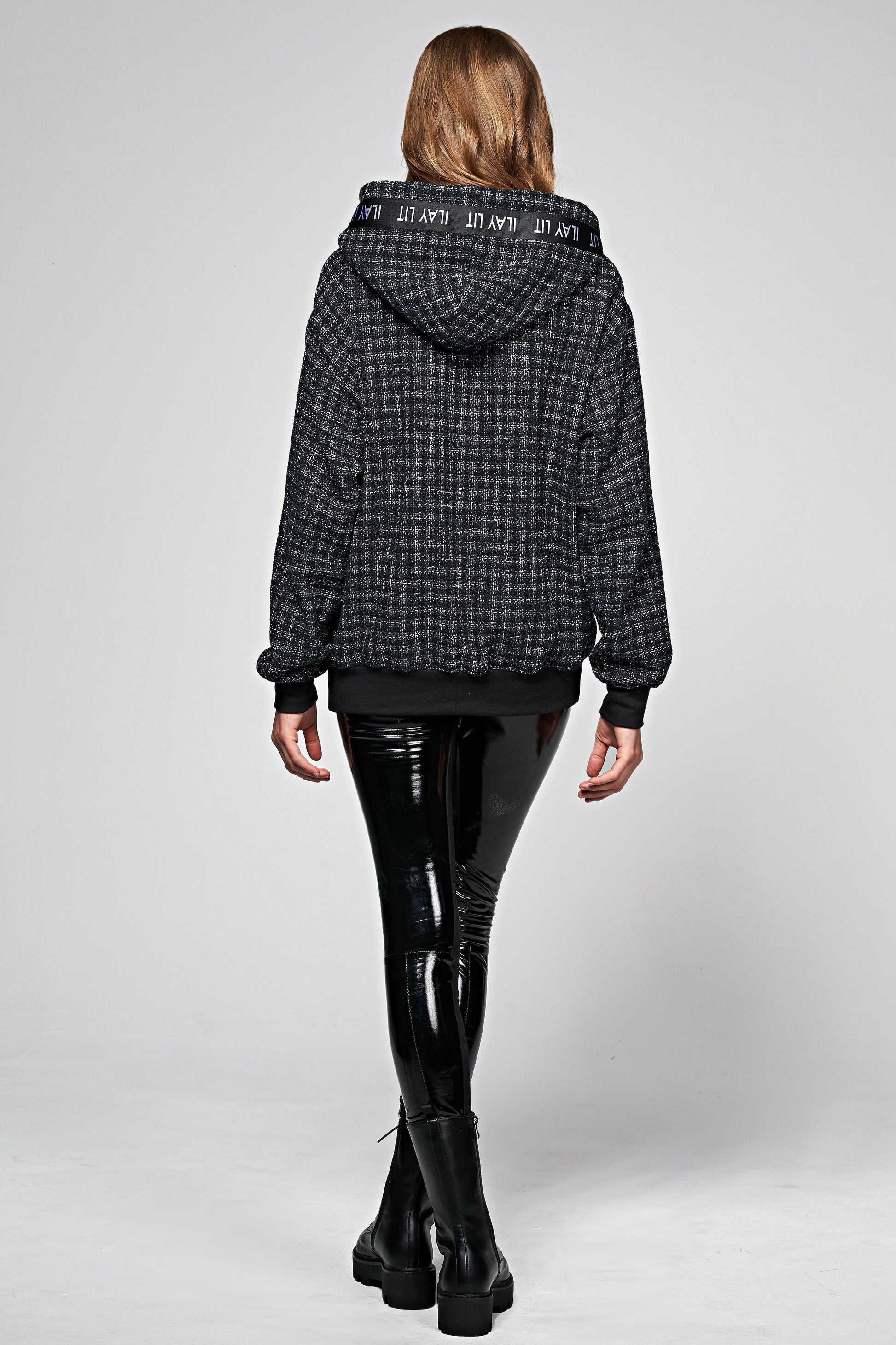 Zoe Bouclé Hoodie Dark Blue L Ilaylit