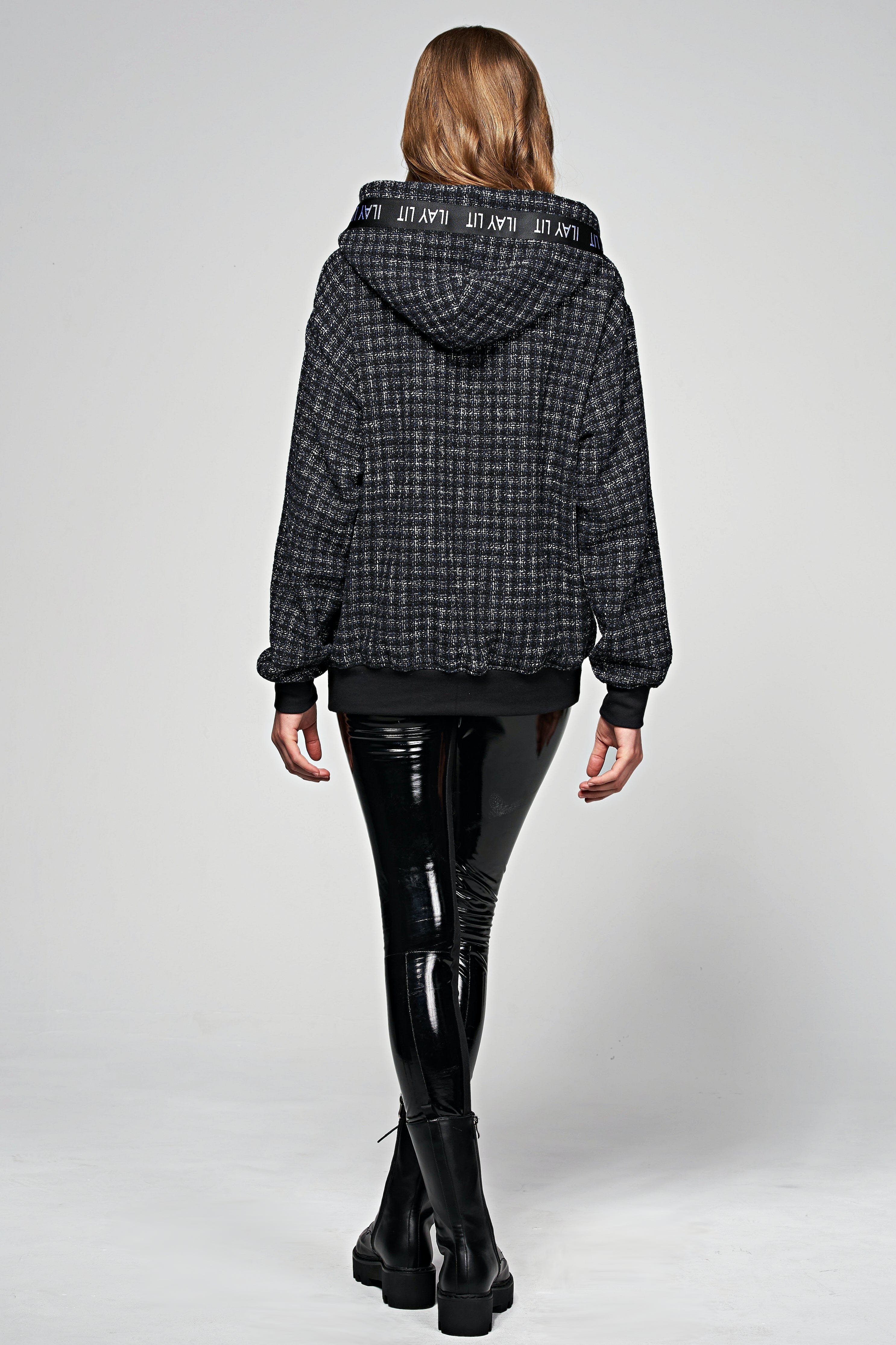 Zoe Bouclé Hoodie Dark Blue L Ilaylit