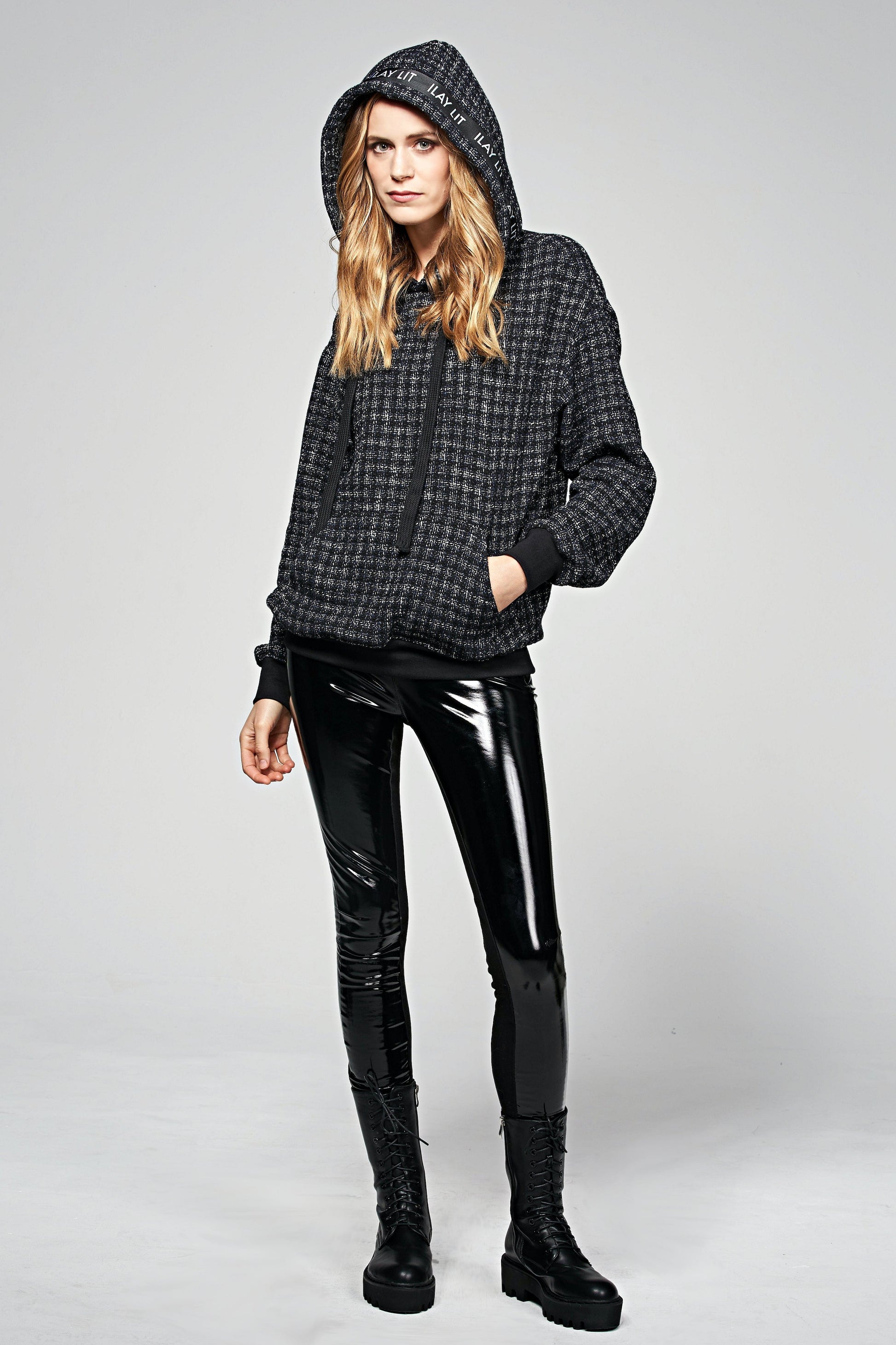 Zoe Bouclé Hoodie Dark Blue L Ilaylit