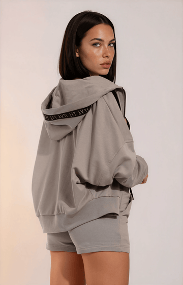 Zoodie Short Zip Jacket- Bold Urban- Taupe Ilaylit